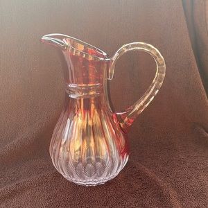 Glass pitcher with handle clear and cranberry ruby